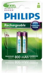 Philips AAA 800mAh 2er Pack Wiederaufladbare Batterien