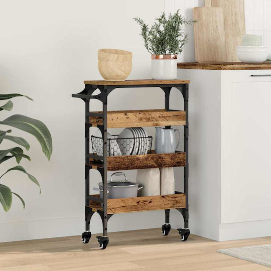 vidaXL vidaXL Holz Küchenwagen mit 4 Ebenen Braune 53x20x76cm