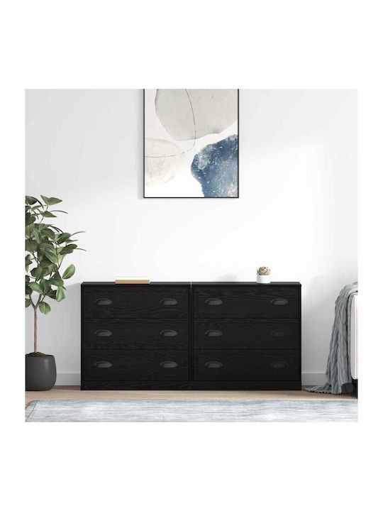 Sideboard made of Wood & Metal with Drawers Bla...