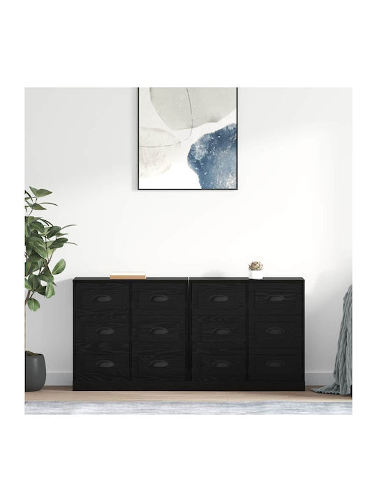 Sideboard Wooden with Drawers Black Beech 70x35...