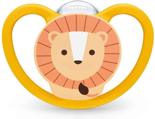 Nuk Space Orthodontic Pacifier Silicone with Case Lion Orange for 6-18 months