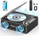 CD Player Portabil Bluetooth 5.3 Baterie 4000 mAh Telecomandă Sunet Hifi Ecran LED Difuzor Integrat Radio USB TF Aux Port Ieșire Optică Negru