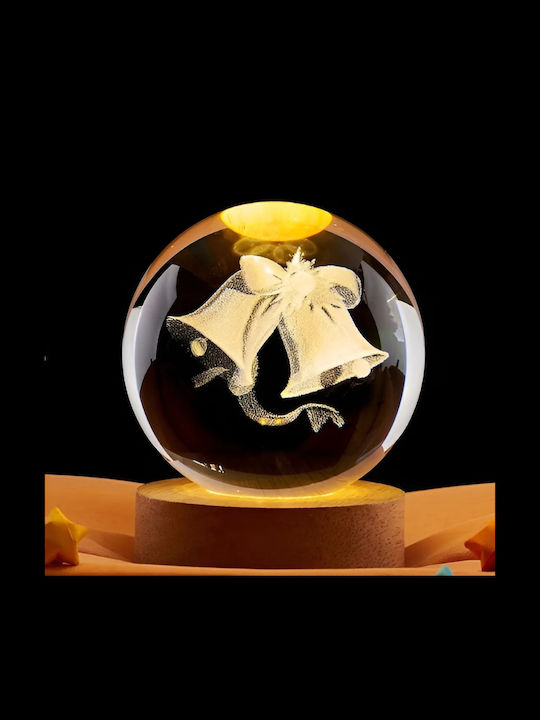 Decorative Crystal Ball Led 8cm 3d Wooden Base Design Bells