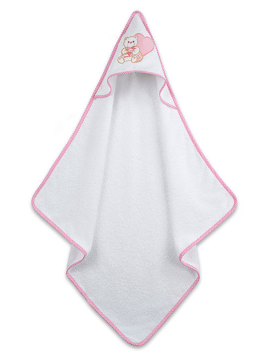 Sunshine Βρεφική Κάπα-Μπουρνούζι με Κουκούλα Heart Pink 75x75εκ.