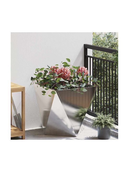 vidaXL Саксия Метал Silver 50x50x50см.