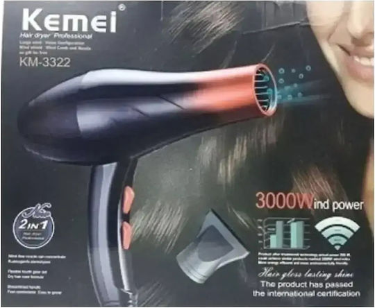 Kemei Ionic Επαγγελματικό Πιστολάκι Μαλλιών 3000W