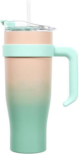 Stainless Steel Thermos Bottle 1.2L Green with Mouthpiece