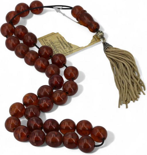 Amber Worry Beads with Tassel with 33 Beads