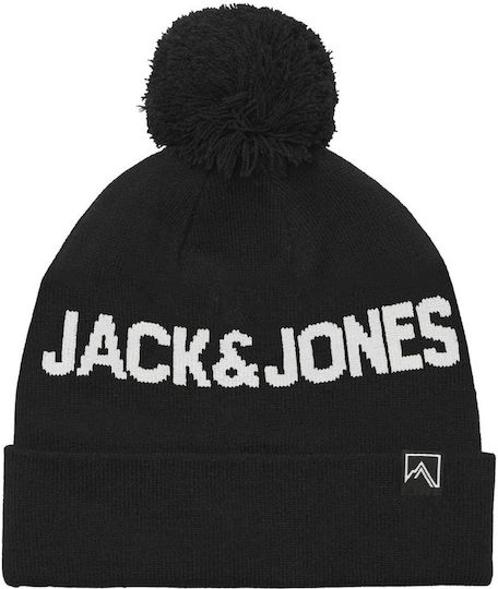 Pom Pom Beanie Beanie Knitted in Black color