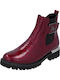 Leder Stiefeletten Damen Rot