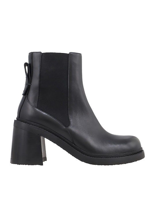 Leder Stiefeletten Damen Schwarz