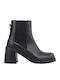Leder Stiefeletten Damen Schwarz