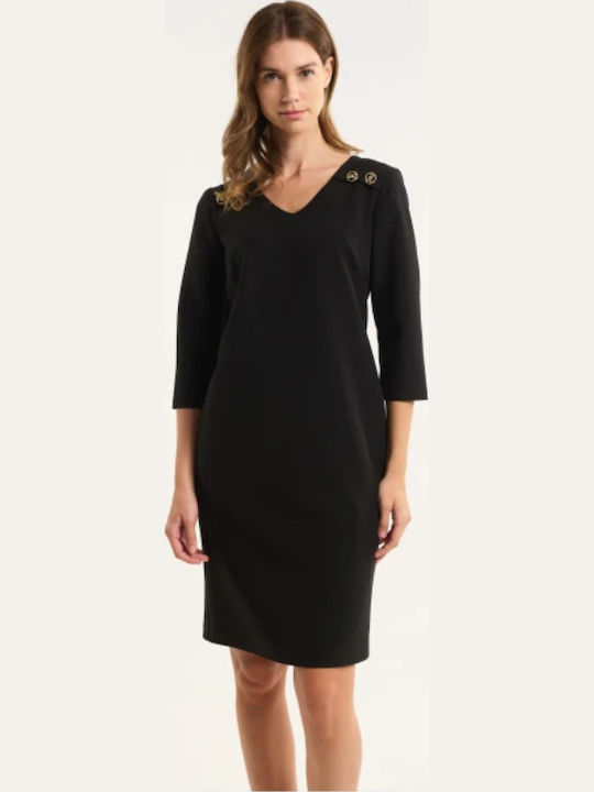 Fibes Mini Rochie De Seara Rochie-Cămașă Neagră