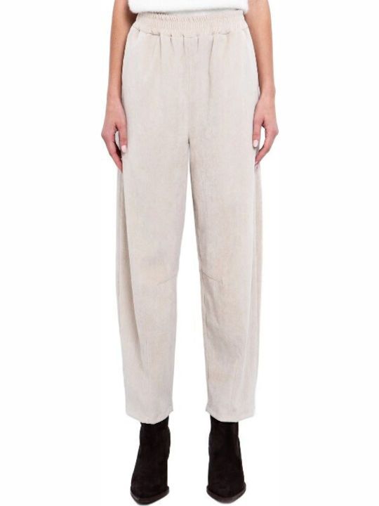 Women's Fabric Trousers Ecru