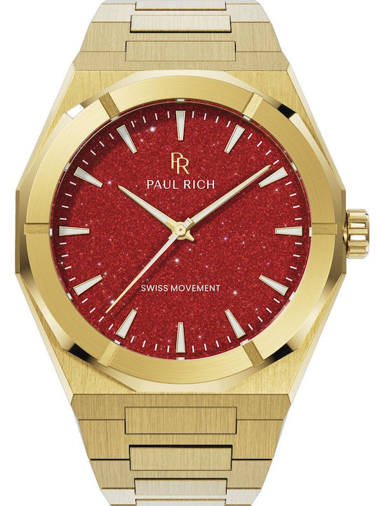 Paul Rich Herrenuhr 43mm Batterie mit Gold Metallarmband