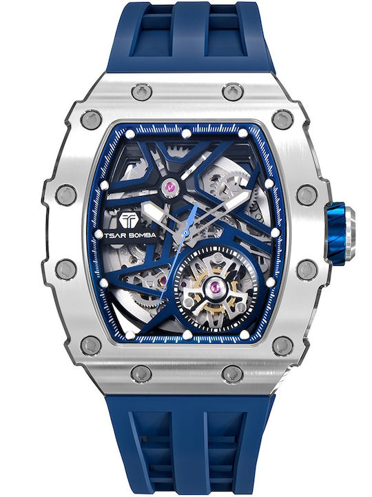 Tsar Bomba Men's Watch 44mm Automatic with Blue Rubber Strap