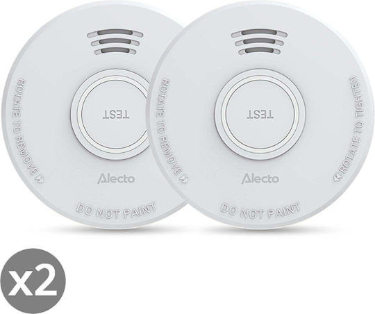 Alecto Sd110 X2 Φωτοηλεκτρικός Ανιχνευτής Καπνού Σειρήνα 85db Ειδοποίηση Χαμηλής Μπαταρίας Συσκευασία 2 Τεμαχίων