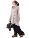 Lange Gestrickte Damen Strickjacke mit Knöpfen Beiges
