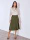 Celestino Women's Midi Pleated Skirt Loose Fit Khaki