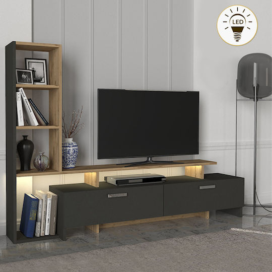 Simal Floor-Standing with LED Lighting Anthracite Sepet Oak 168.2x31.3x120 cm Simal Floor-Standing with LED Lighting Anthracite Sepet Oak 168.2x31.3x120 cm