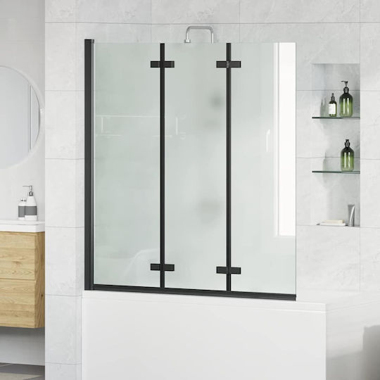 vidaXL Кабинет Душ с Сгъваем Врата 130x138см Ивици Черно