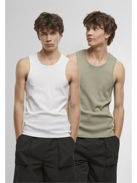 Herren Unterhemden Pale Olive, White 2Packung