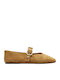 Wildleder Damen Ballerinas Tabac Braun