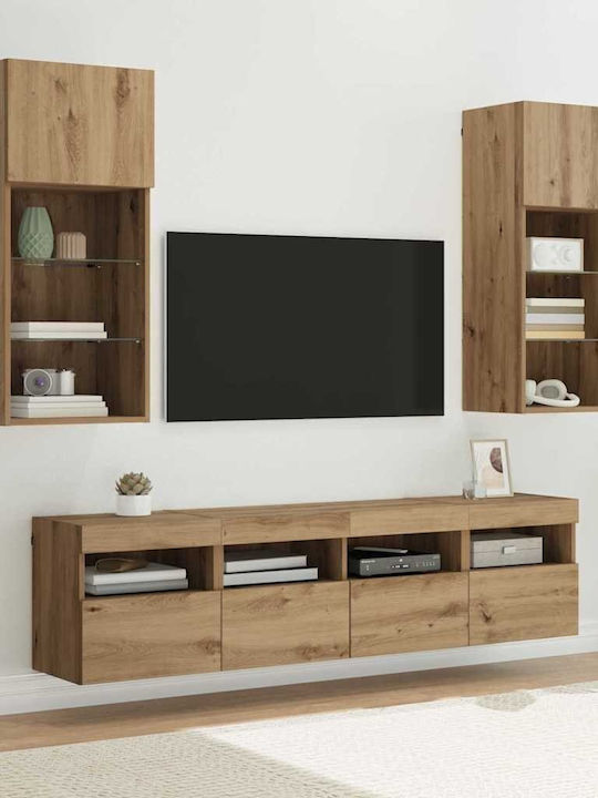 Wohnzimmer TV-Einheit Artisan Oak mit Beleuchtung L40.5xB30xH90cm