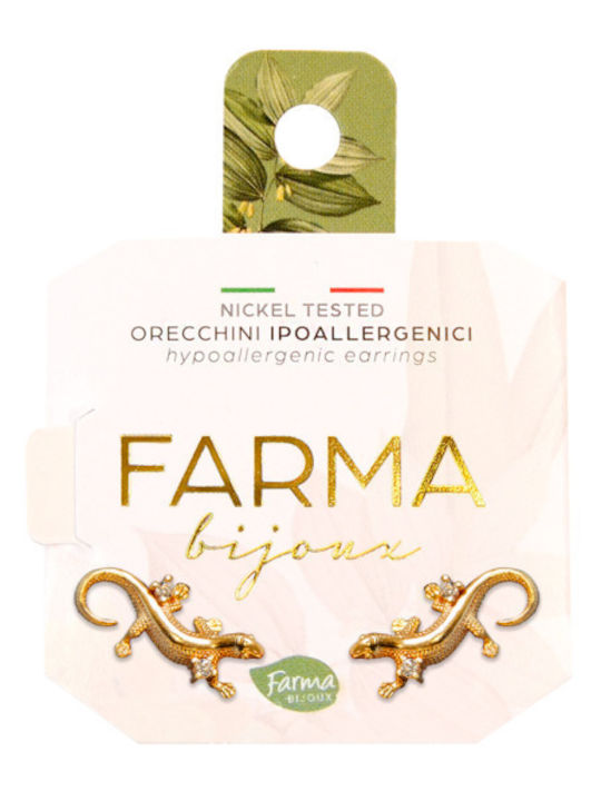 Farma Bijoux Υποαλλεργικά Παιδικά Σκουλαρίκια Καρφωτά με Πέτρες από Χρυσό