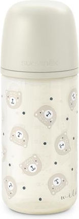 Suavinex Glass Baby Bottle Anti-Colic with Silicone Nipple for 0+, 0+ m, months Beige 240ml