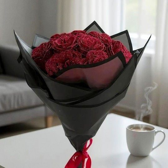 Glitter Rosen Blumenstrauß 19 Rote Seifenrosen