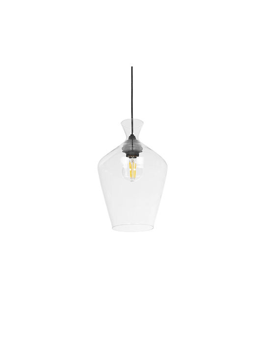 GloboStar Pendant Light Transparent with Crystals for Socket E27 20x20x32cm