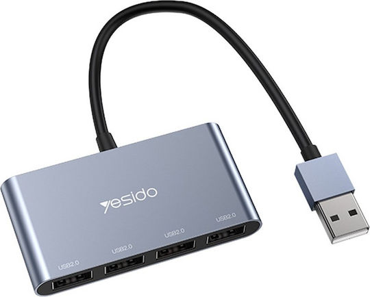 Yesido Hub 4 Θυρών USB 2.0 με σύνδεση USB-A Γκρι