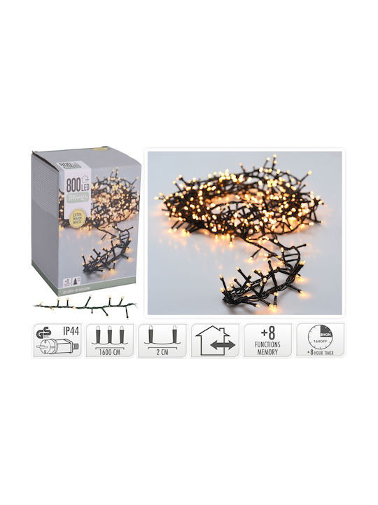 800 LED Lights 16 Meters Timer Warm White Box37211 Netherlands Ax8560330