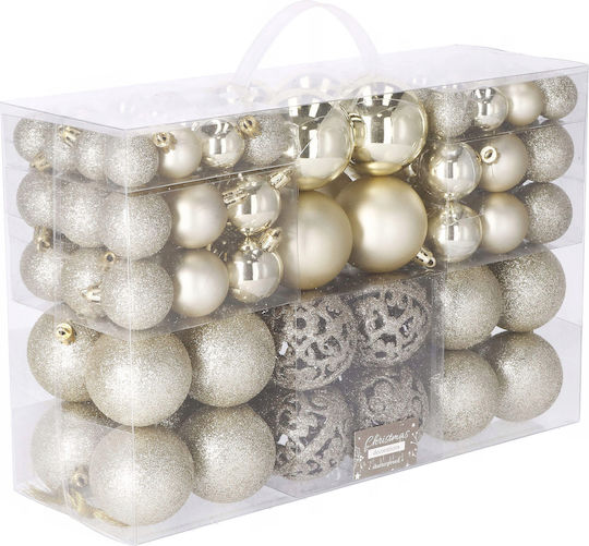 Christmas Ornament Set 100 Pieces 3-6cm Gold