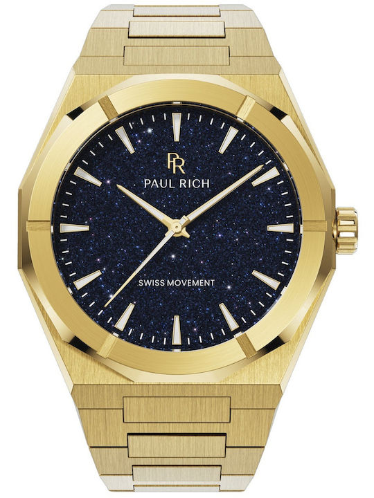 Paul Rich Herrenuhr 43mm Batterie mit Gold Metallarmband