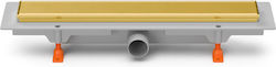 Linear Floor Drain Stainless Steel Frame Side Outlet D40 550mm Matte Gold Grate Klasik Floor Ch550kn1zl Chudej
