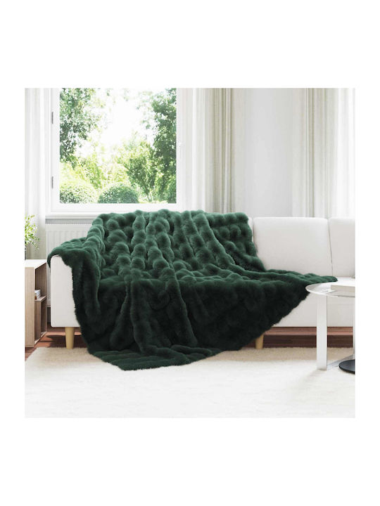 vidaXL Pelzige Decke Übergröße 240x270cm Dunkelgrün