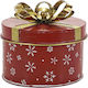 Christmas Metal Round Box Red Gold Details 19.5x17cm
