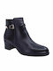Leather Women's Ankle Boots with Medium Heel Black
