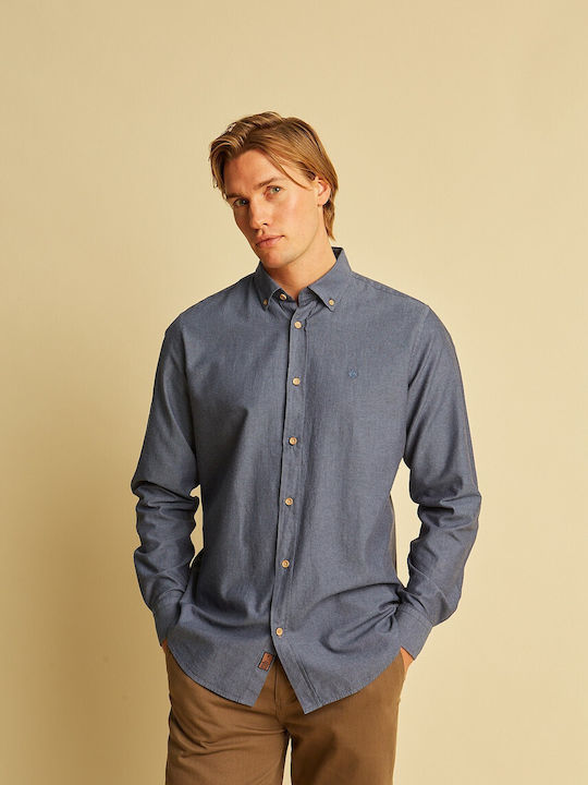 Dors Long Sleeve Cotton Shirt in Regular Fit Blue