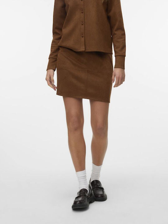 Vero Moda High-waisted Mini Skirt Brown