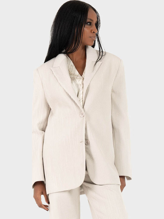 Black & Black Γυναικείο Σακάκι Off White, Black
