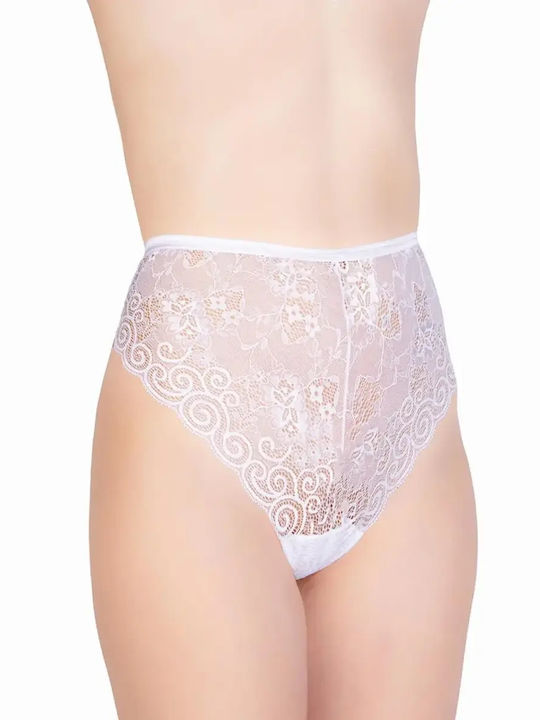 High-waisted Women's Brazil with Lace White