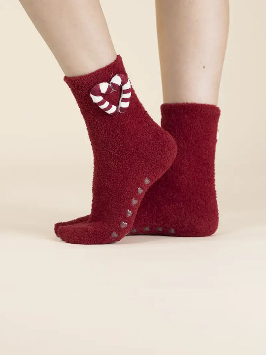 Noidinotte Damen Weihnachtssocken Dark Red 1Pack