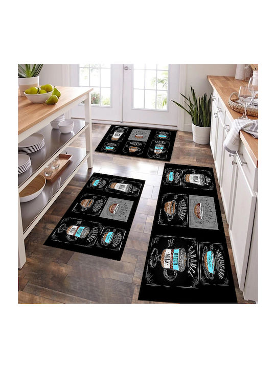 Set of 3pcs Non-Slip Kitchen Mats Crystal Velvet 1*120x180 & 2*50x80 Cil-10