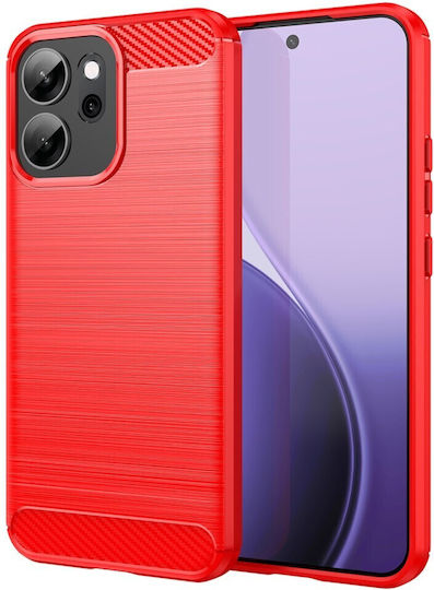 Carbon Fiber Back Cover Silicone Red (Oppo Reno14F)