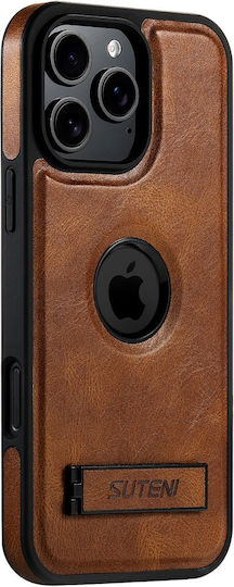SUTENI Back Cover Piele / Piele artificială / Silicon Maro (iPhone 16 Pro)
