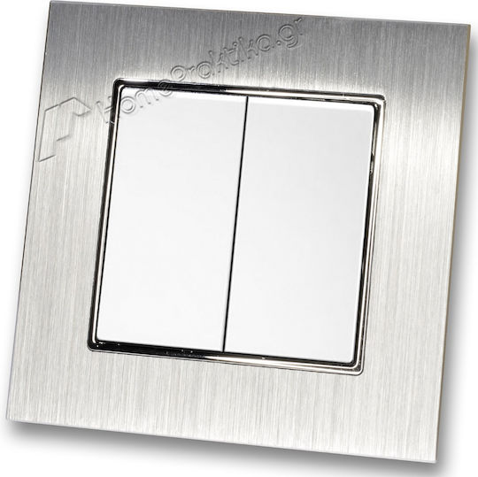 Lineme Double Wall Switch with Aller Retour Silver Frame