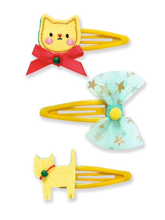 Djeco Set of Kids Hair Clips with Hair Clip in Turquoise Color 3pcs
